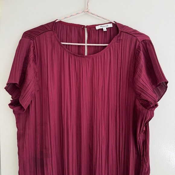 NWOT Madewell Slip Midi Dress in Plissé in Mulberry Wine Size L - Picture 5 of 8